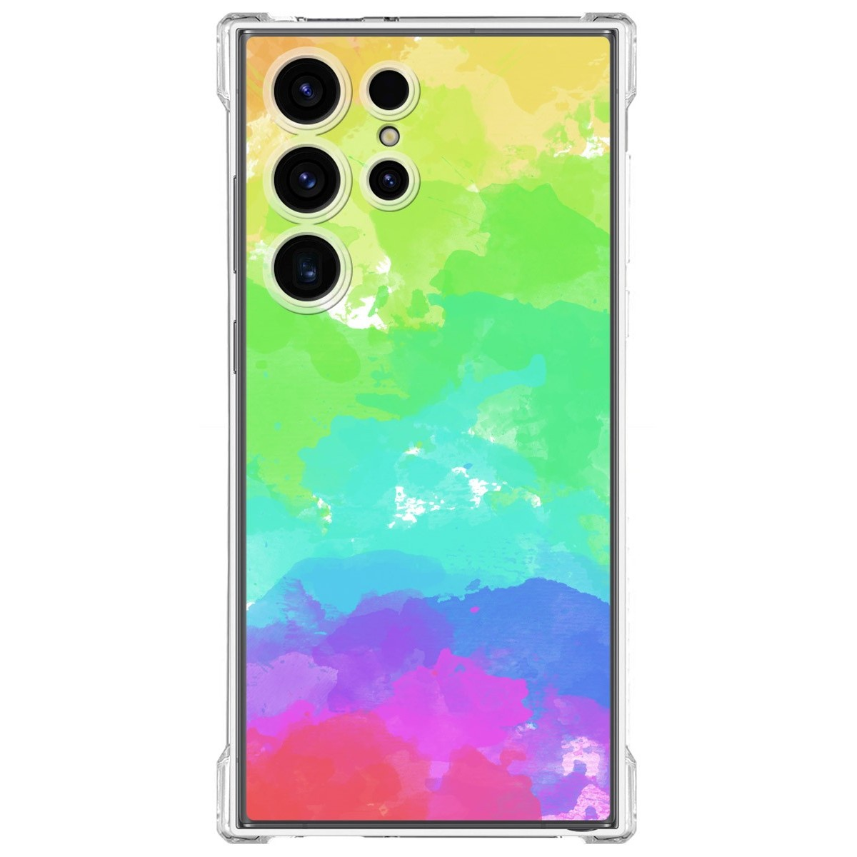 Funda de teléfono con diseño de acuarela arcoíris.