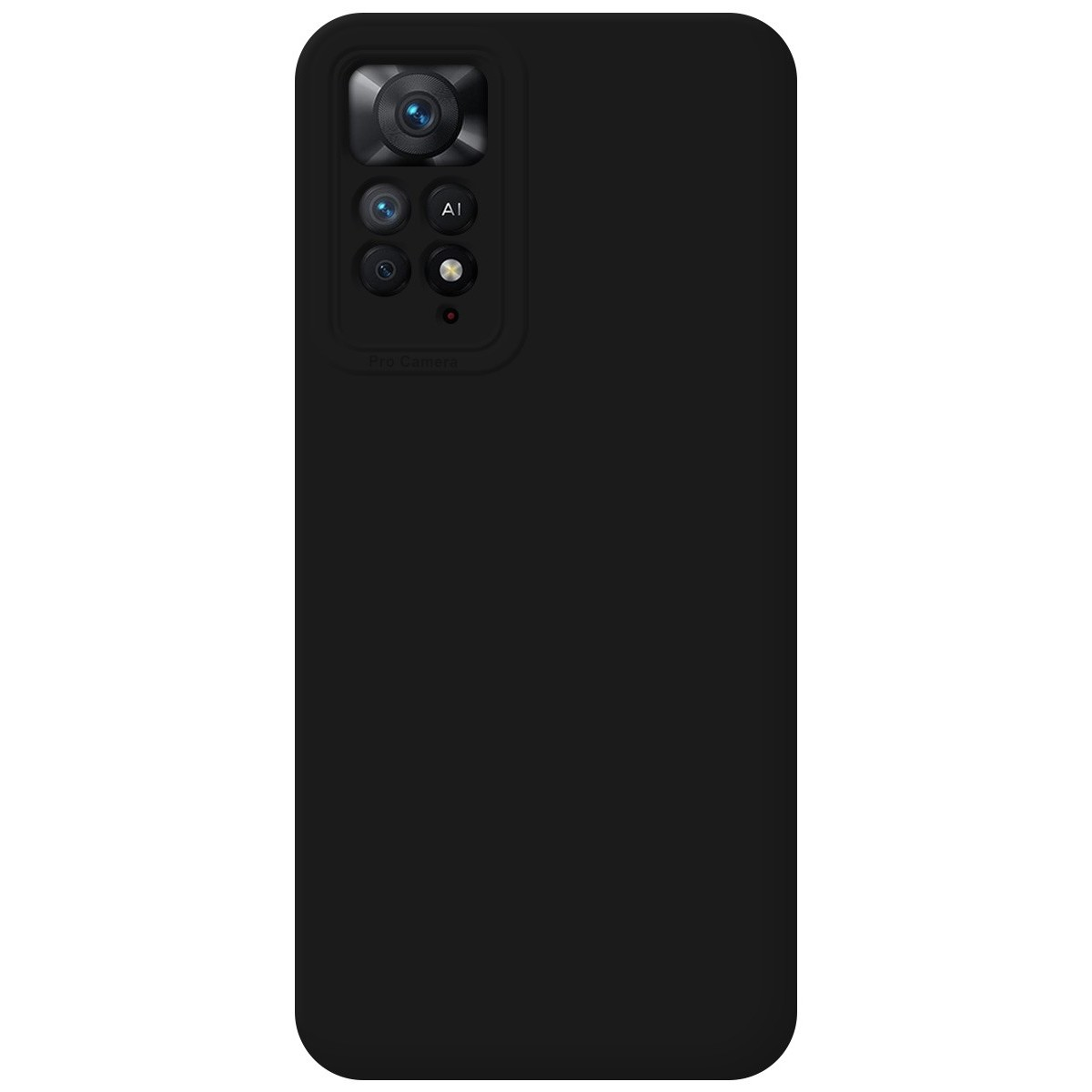 Custodia per telefono nera con un array di fotocamere multiple.