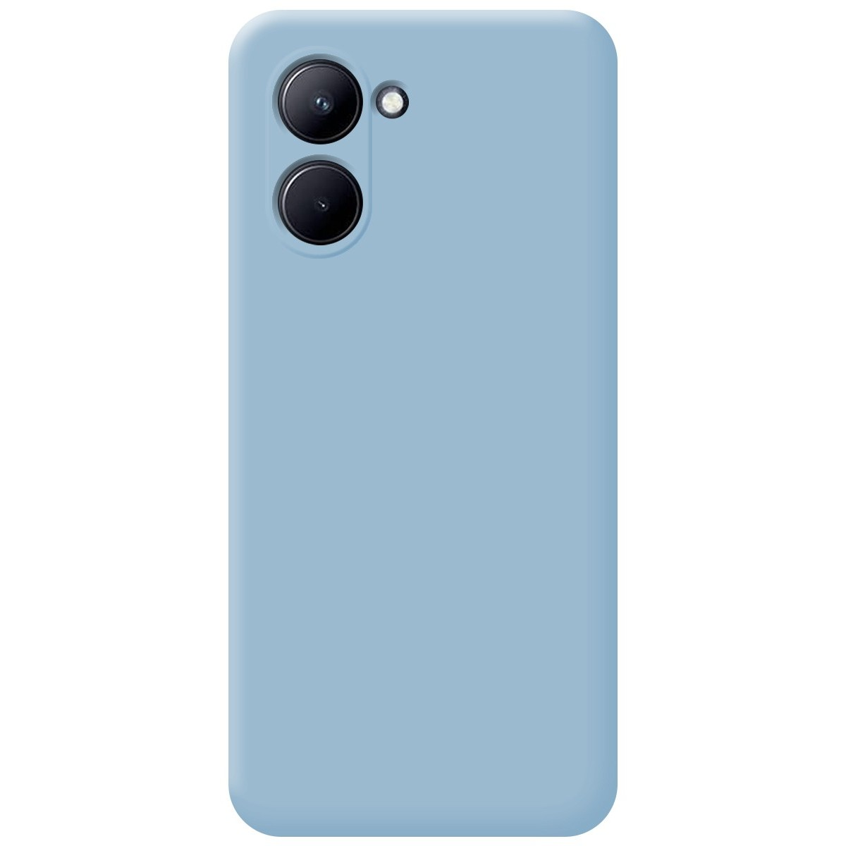 Funda de teléfono azul cielo con un módulo de cámara. Tiene esquinas redondeadas.