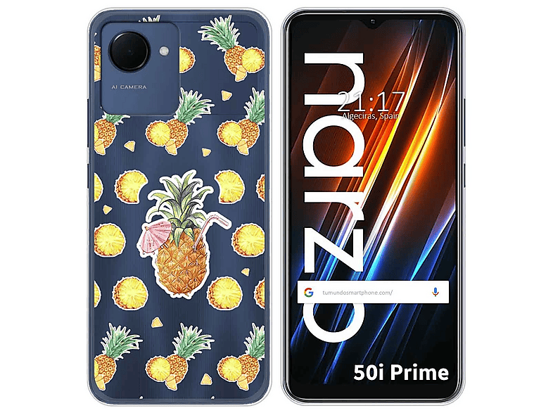 Cover Silicone Anti Colpi per Realme Narzo 50A Prime Disegno Fiori 08 Disegni