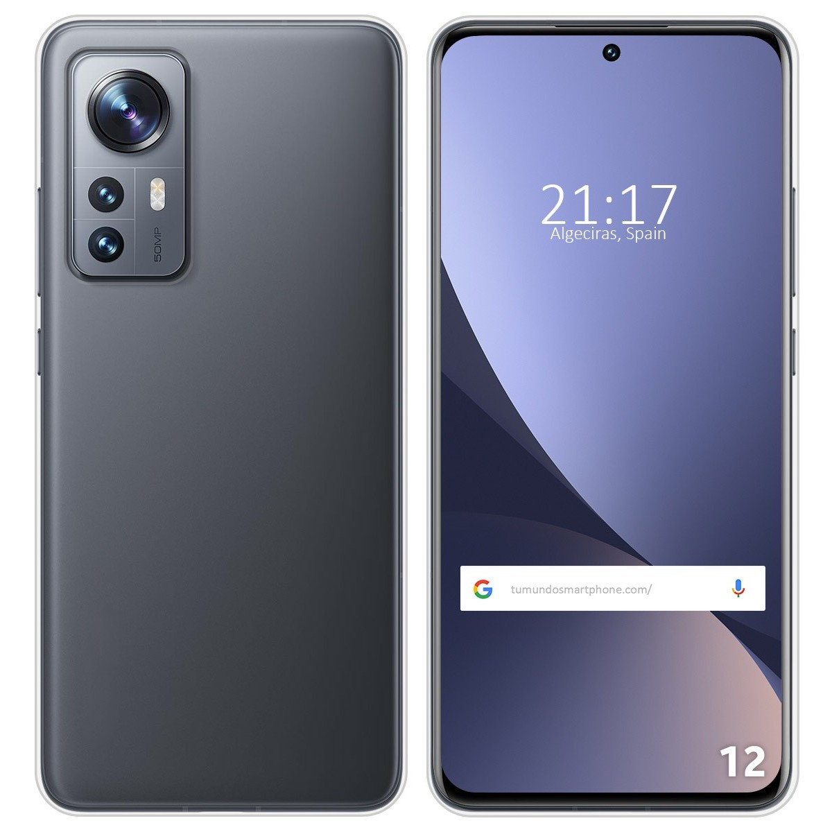 Fronte e retro di uno smartphone grigio.