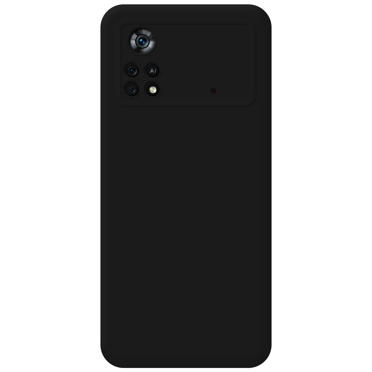 Custodia nera con modulo fotocamera. Ha più lenti e un marchio AI.