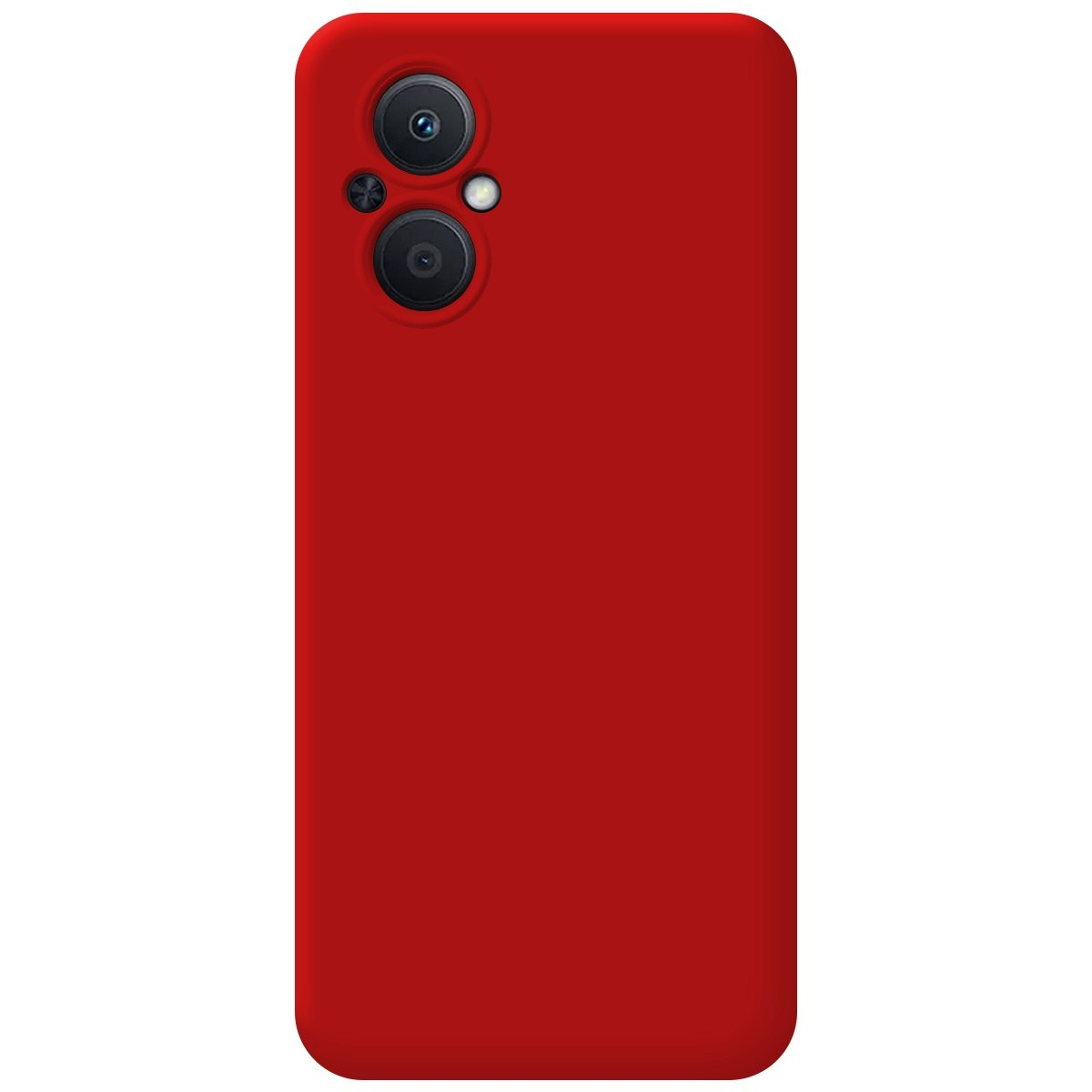 Custodia per telefono rossa con due fotocamere.