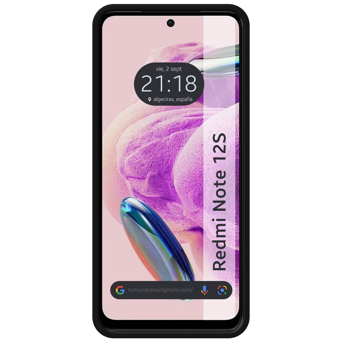 Custodia per telefono e smartphone, con l'ora 21:18 sullo schermo e il testo 'Redmi Note 12S'.