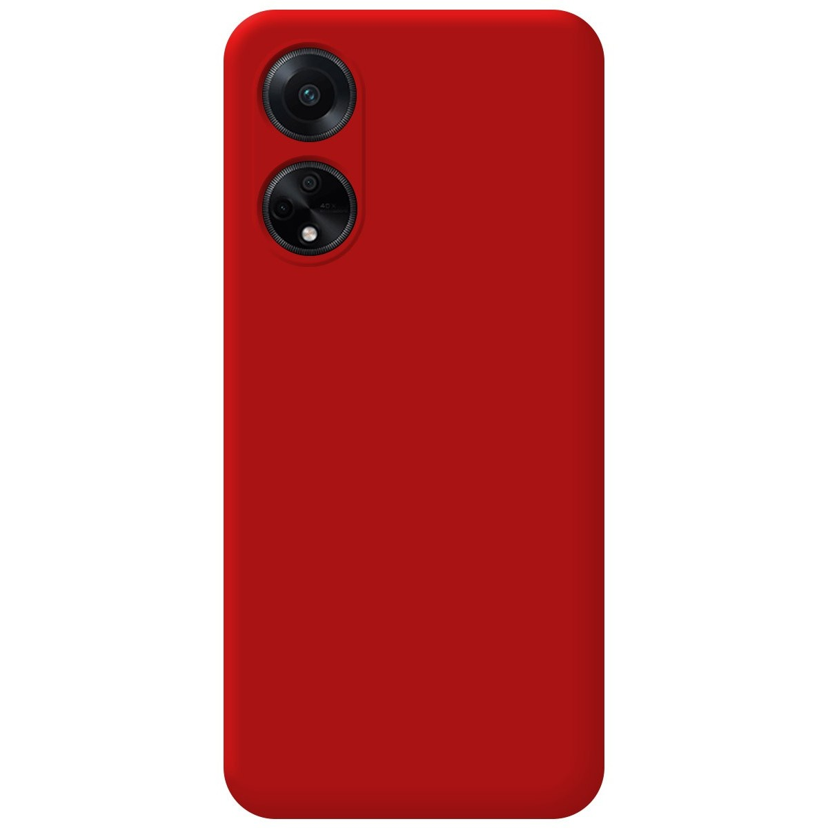 Custodia rossa con due obiettivi sul retro.