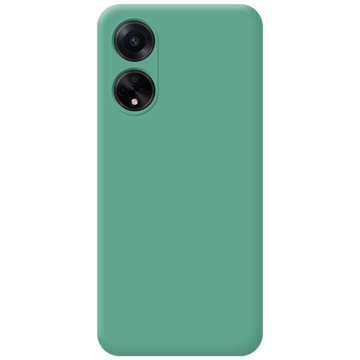 Funda de teléfono verde con dos lentes de cámara.