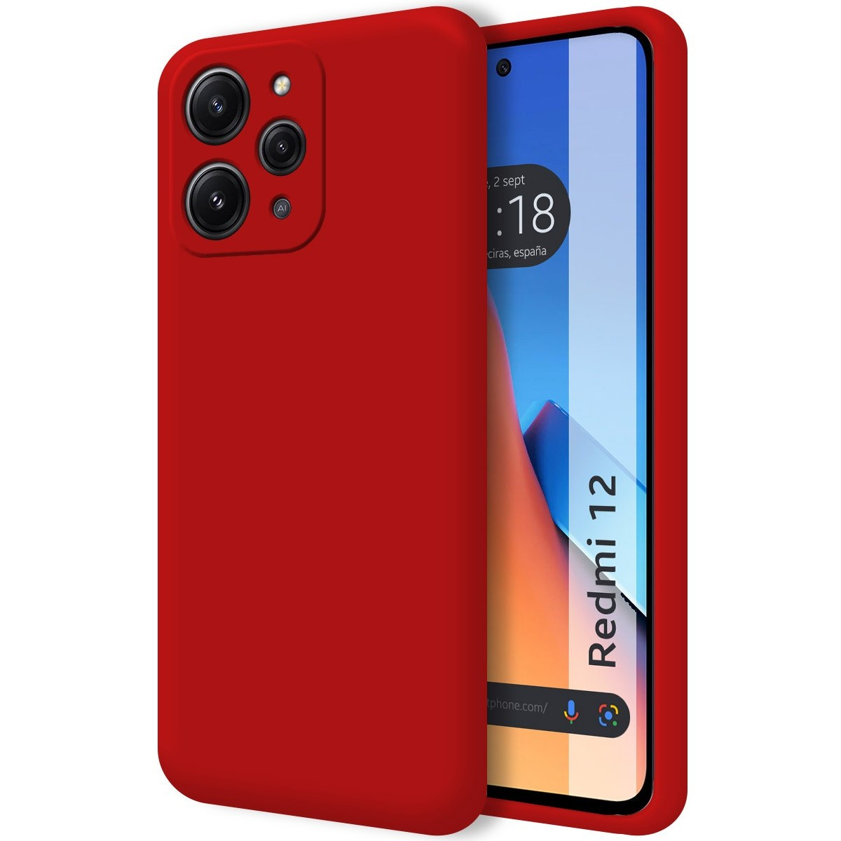 Custodia per telefono rossa con un telefono rosso, che mostra lo schermo del telefono.
