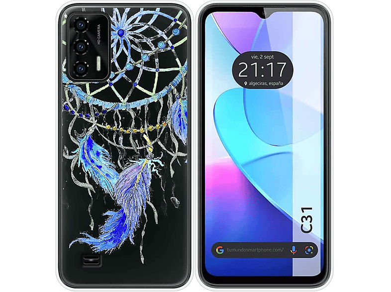 Cover Protettiva Per Oukitel C31 Con Porta Carte E Supporto - Custodia A Libro In TPU E Pelle Con Motivo Floreale, Flip Case A 360° - 4