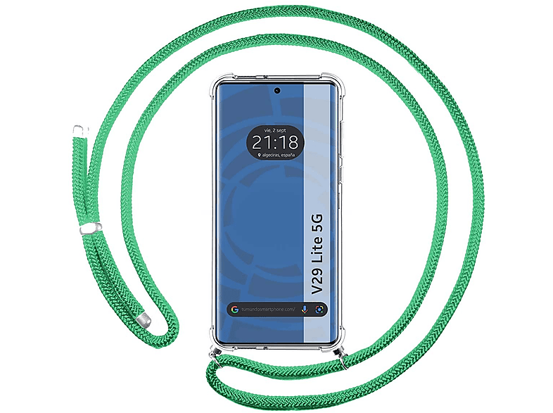 Funda Con Colgante Transparente Para TCL 20 R 5G, Negra, Antigolpes - Incluye Cordón Para Llevar Al Cuello