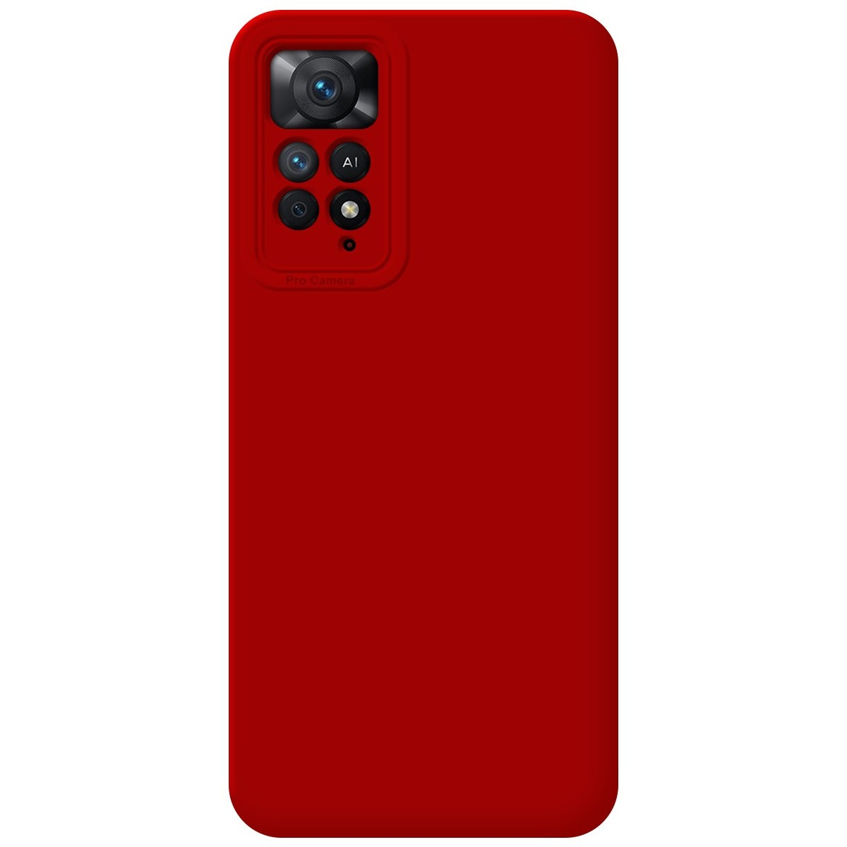 Una custodia per telefono rossa con lenti della fotocamera e corpo rosso.
