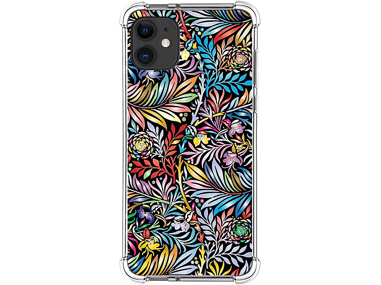 Iphone 11 (6.1) Funda Gel Tpu Silicona transparente dibujo Flores 02