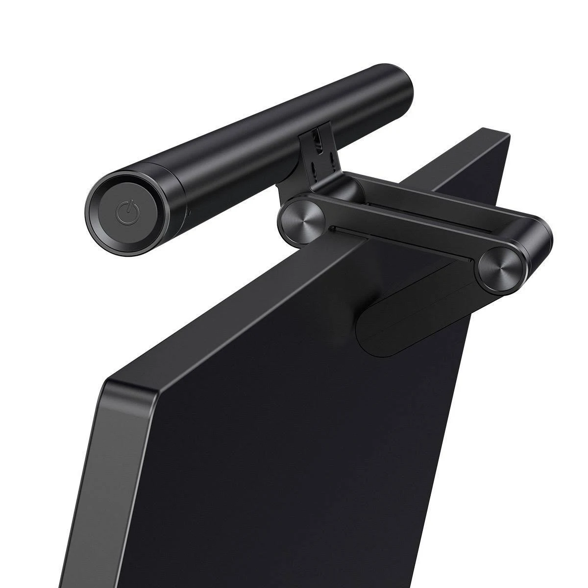 Barra luminosa per monitor nera con testa cilindrica.