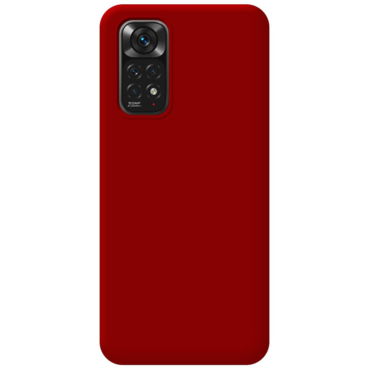 Custodia per telefono rossa con modulo fotocamera.