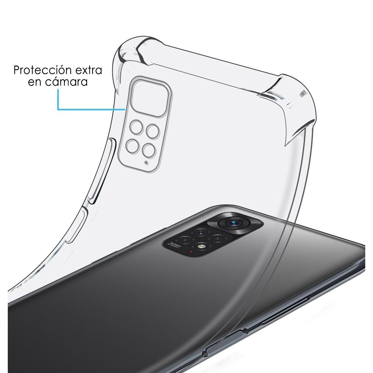 Immagine di una custodia per telefono con protezione extra nella parte della fotocamera.