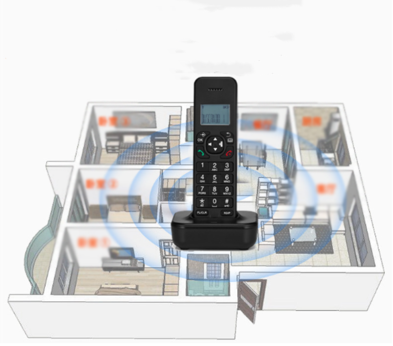 LACAMAX Schnurloses Telefon - Schnurlose Handtelefone D1102B Anti-Jamming-Kommunikationstechnologie einstellbare Klingellautstärke