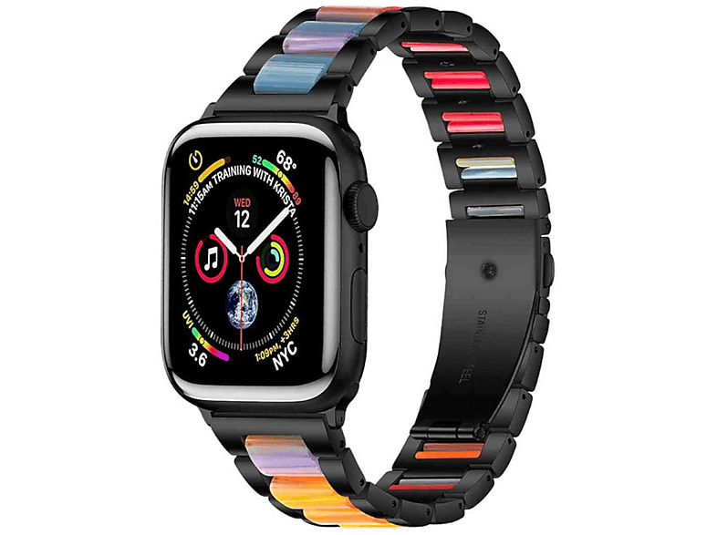Apple, 3 / Series 4 42mm, 2 45 Ultra Farben 9 / Design Schwarz 2 + Harz Watch 6 SE 44 49mm Band, 1 mit / 1 5 Metall Ersatzarmband, WIGENTO 7 8