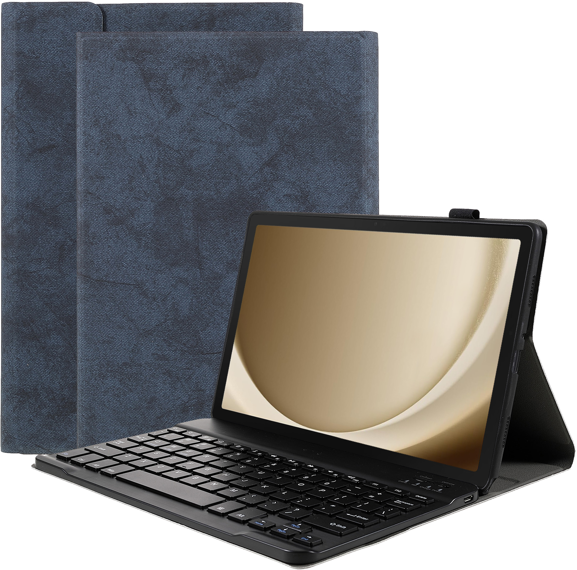 Tablethülle Kunstleer, Hülle Tastatur CAZY Samsung Blau Kompatibel für Tab Backcover mit Galaxy