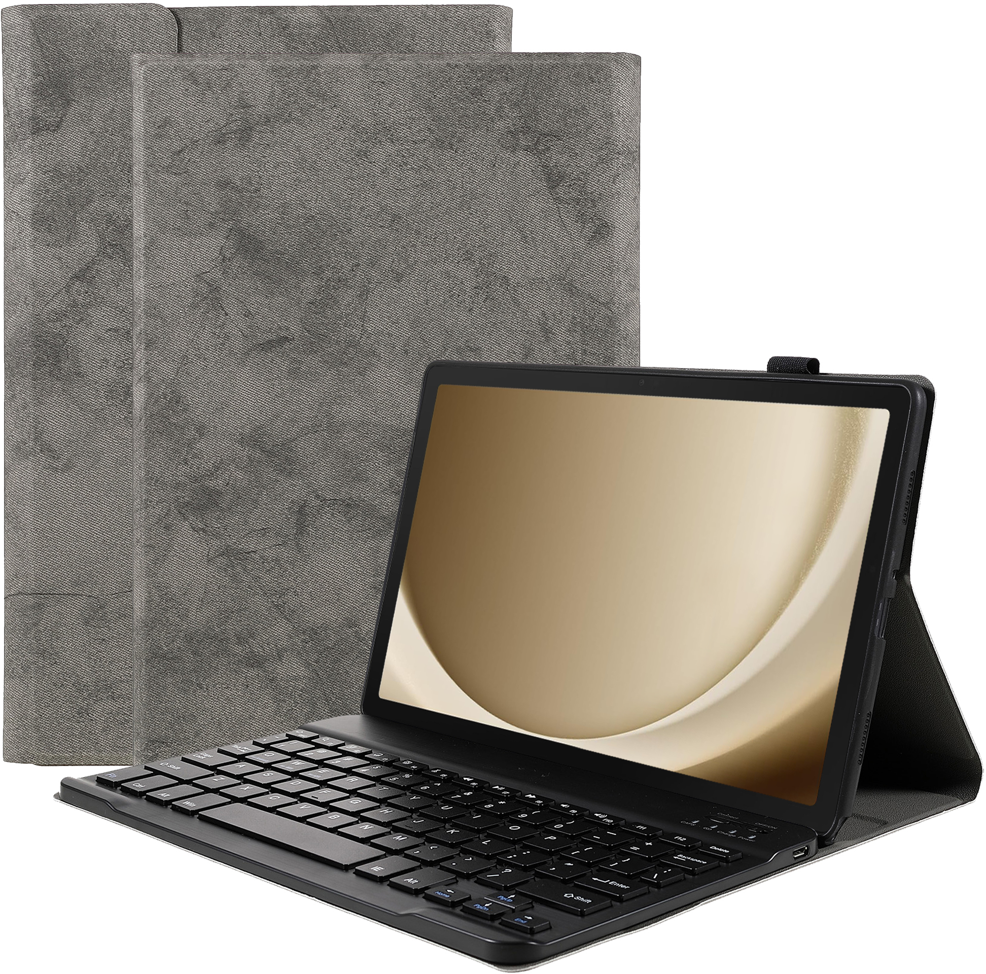 CAZY Tastatur Hülle Kompatibel Backcover Tablethülle Grau mit Tab Samsung Galaxy für Kunstleer