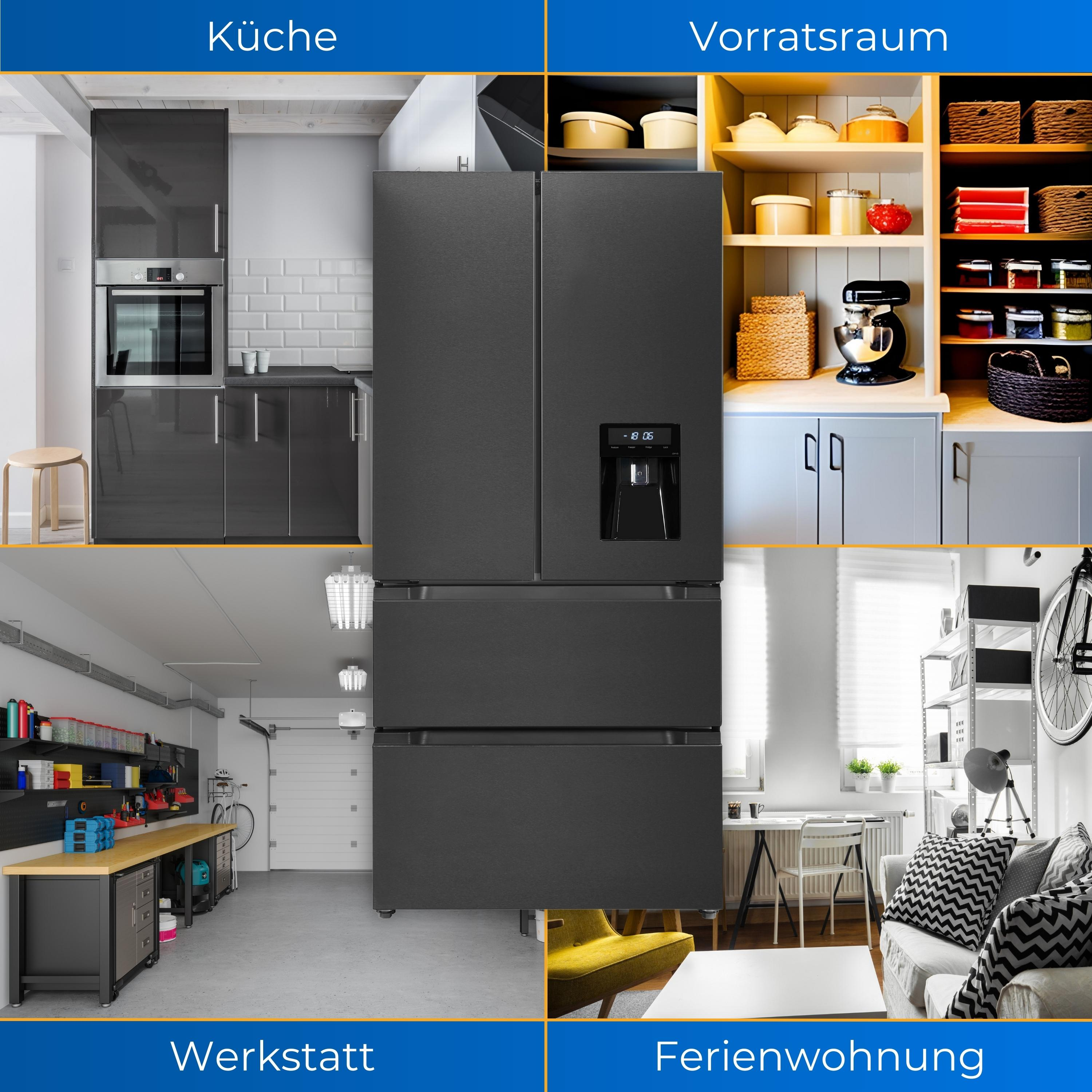 Eine Heimszene mit Küche, Abstellraum, Garage und Wohnzimmer, die jeweils Gegenstände enthalten.