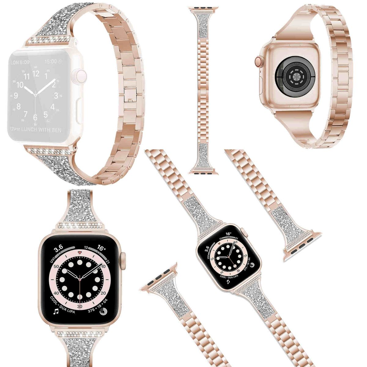 Watch Band, Series Ultra 9 45 44 49mm 6 Design Apple, SE + 7 3 4 Pink Diamant / Style 42mm, Stahl 1 / WIGENTO / 2 2 5 Ersatzarmband, 1 8