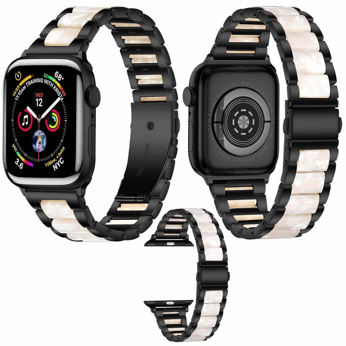 WIGENTO Metall / Harz Band, Apple, Weiß Design 49mm Watch 45 Ultra Ersatzarmband, SE 9 / 42mm, Series 3 1 Schwarz 8 / 2 1 2 44 7 6 / + 5 4