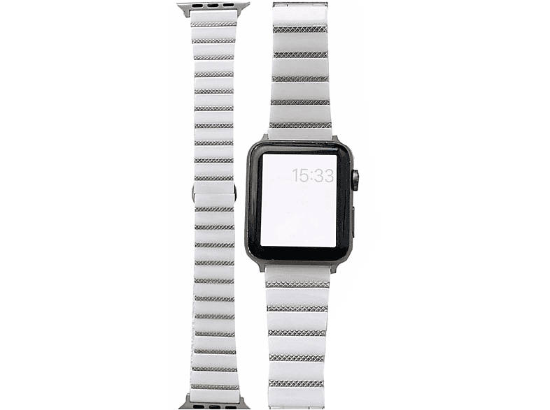 WIGENTO Stahl / Style Silber Weiß 6 42mm, 49mm SE 44 2 Watch Design 5 1 Keramik Ultra 2 7 Ersatzarmband, 3 Series Band, / 1 4 / 8 45 9 / Apple, 