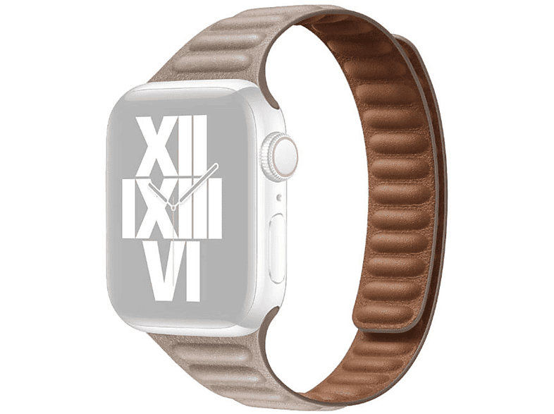WIGENTO Magnetisches Kunst Leder / Silikon Band, Ersatzarmband, Apple, Watch Series Ultra 1 + 2 49mm 9 8 7 45 / 6 SE 5 4 44 / 3 2 1 42mm, Beige | Smartwatch Armbänder