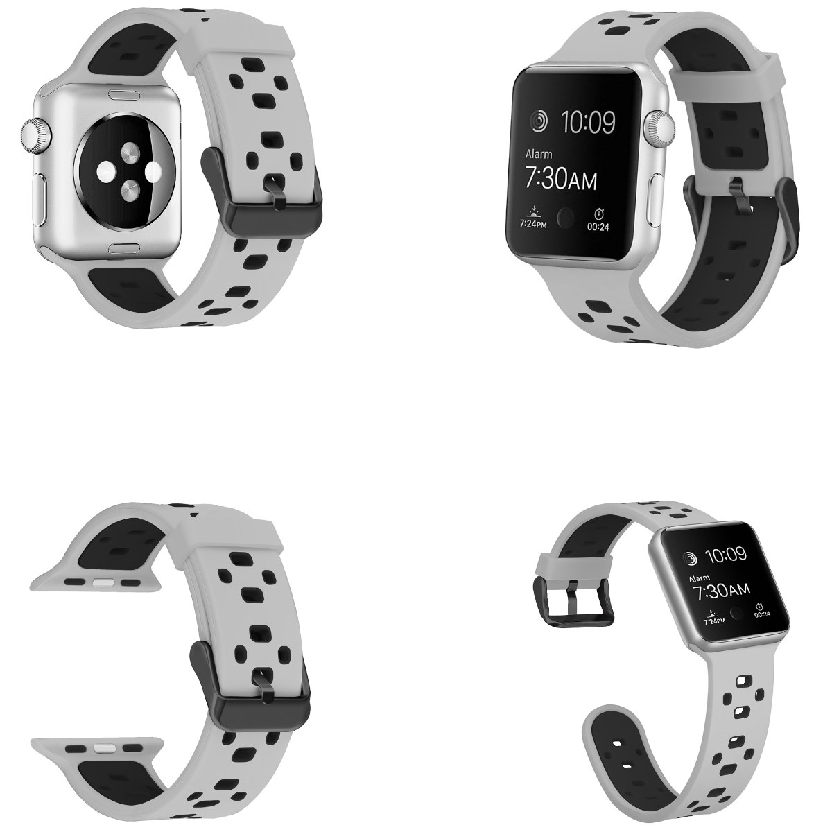 Design 2 Apple, Kunststoff SE 3 Armband, WIGENTO 6 / 41 / Ersatzarmband, / Schwarz 4 / Watch 1 7 Sport 38mm, Weiß 5 Series 40 8 Silikon 9