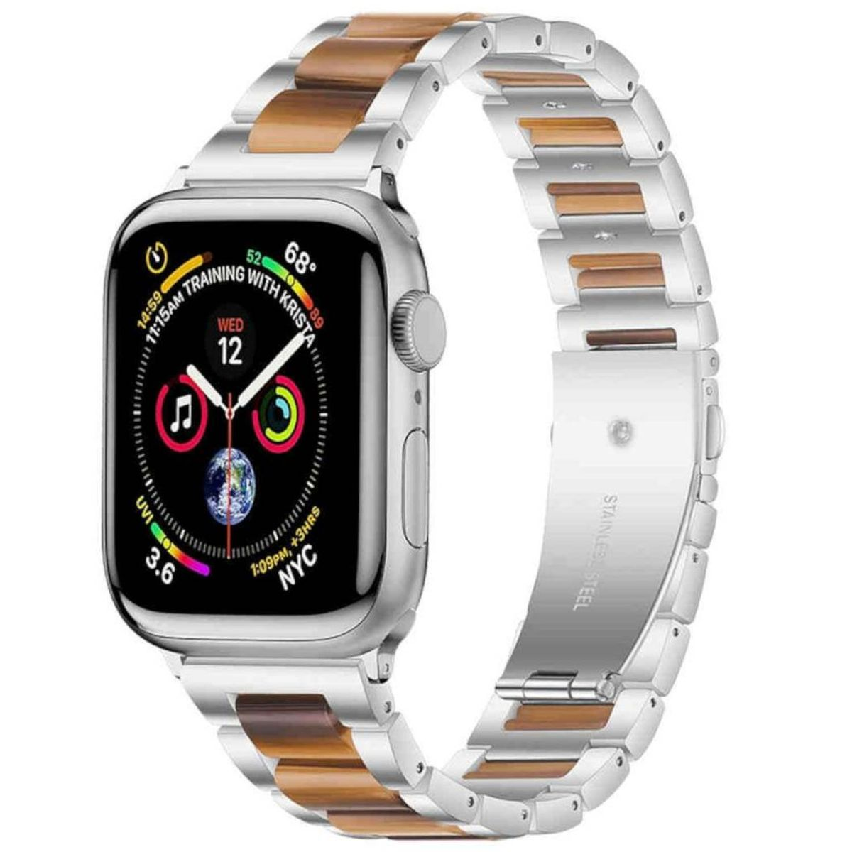 5 / Apple, + Series Watch 1 / SE 49mm Ersatzarmband, 9 Braun 6 Metall 4 44 1 2 42mm, / / 8 45 Band, 7 Design 2 Silber WIGENTO 3 Ultra Harz
