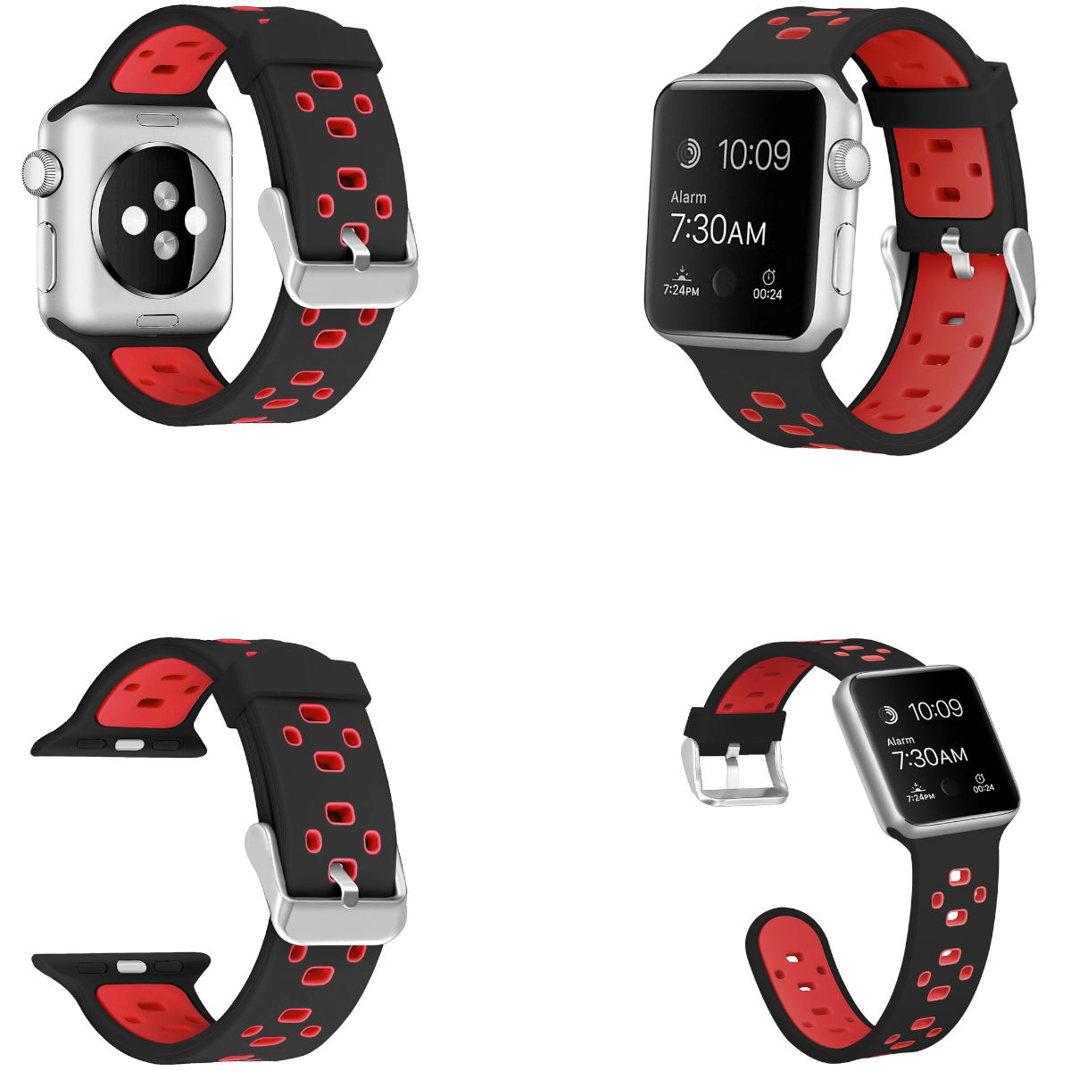 WIGENTO 6 45 9 4 Rot Kunststoff Apple, Silikon 5 44 7 / Ultra Ersatzarmband, 2 Design Schwarz 3 / / 2 1 / 42mm, SE Series + 1 49mm Sport Watch 8 Armband,