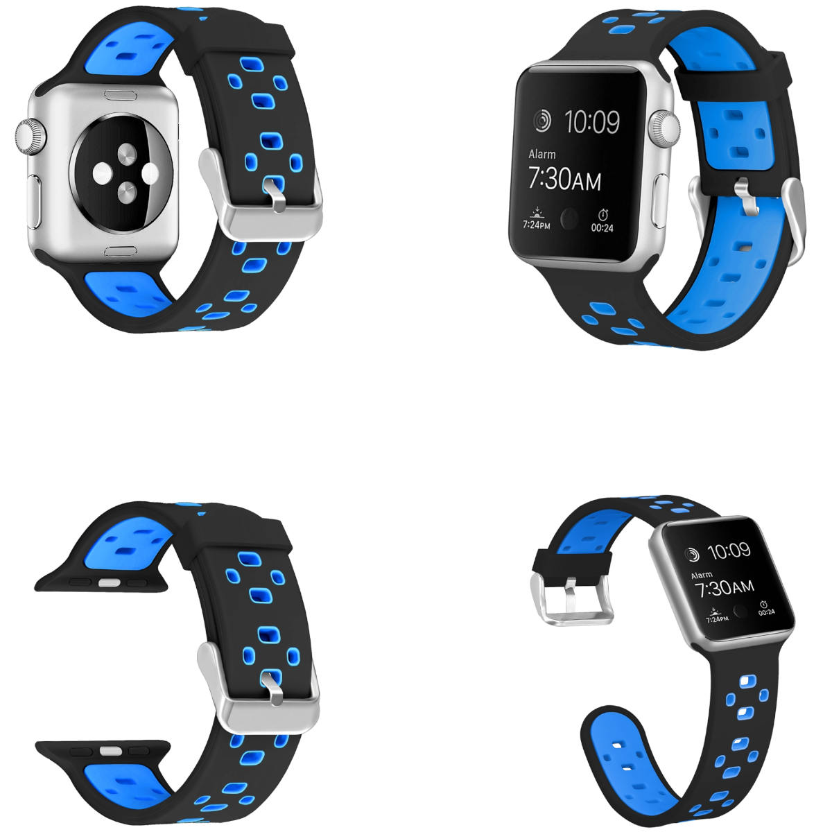 WIGENTO Kunststoff / Silikon Design Armband, 3 49mm 4 Apple, Schwarz / 6 Watch 7 Sport 2 9 + 5 2 / / Ultra SE Blau 44 1 Ersatzarmband, 8 42mm, 45 1 Series