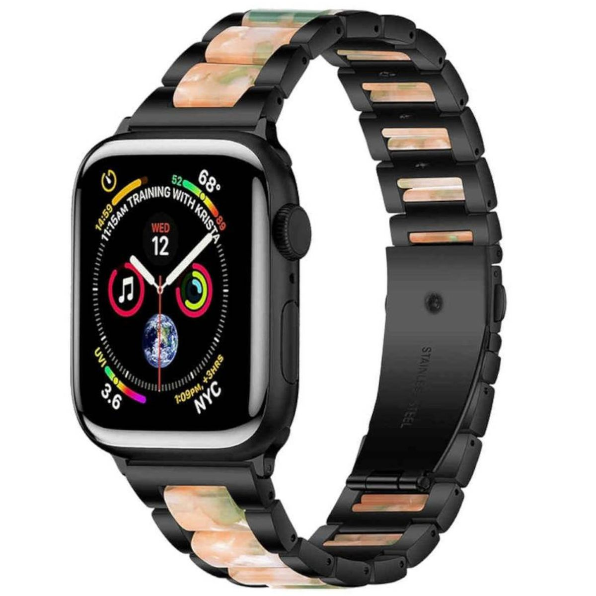 2 Band, Watch Apple, Series 9 / Rosa Ersatzarmband, / 3 Metall / 42mm, Design 4 / 1 5 45 44 6 WIGENTO 8 7 Schwarz Harz SE