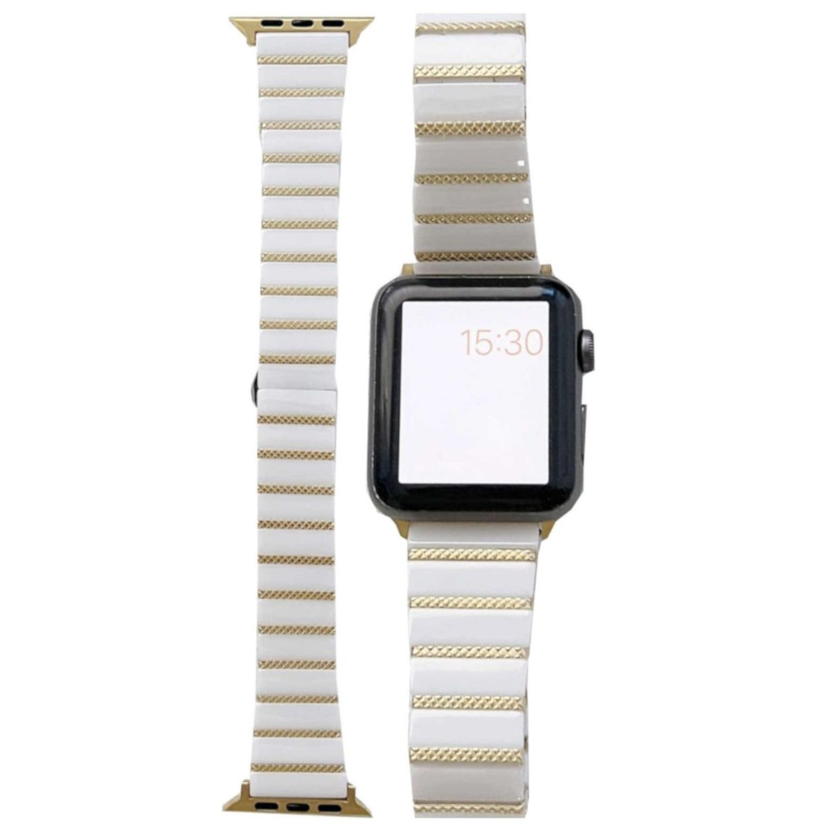 / 2 3 4 Gold Stahl Weiß Watch 2 45 49mm 8 Band, 1 6 7 Keramik SE 5 9 Series 42mm, / / 44 WIGENTO Ersatzarmband, Design / Style Apple, Ultra 1 +
