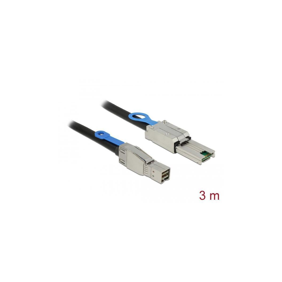 Cavi SFP+ neri con estremità metalliche. Il testo '3 m' è in basso. Sfondo bianco.