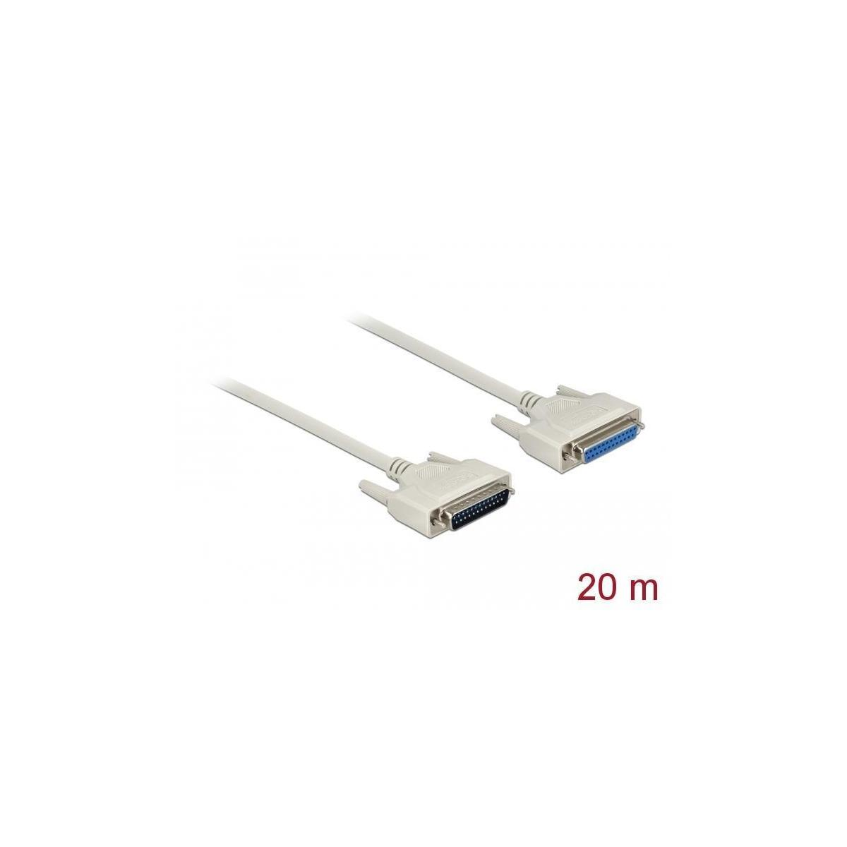 Cavo seriale grigio con due connettori, 20 m. Sfondo bianco.