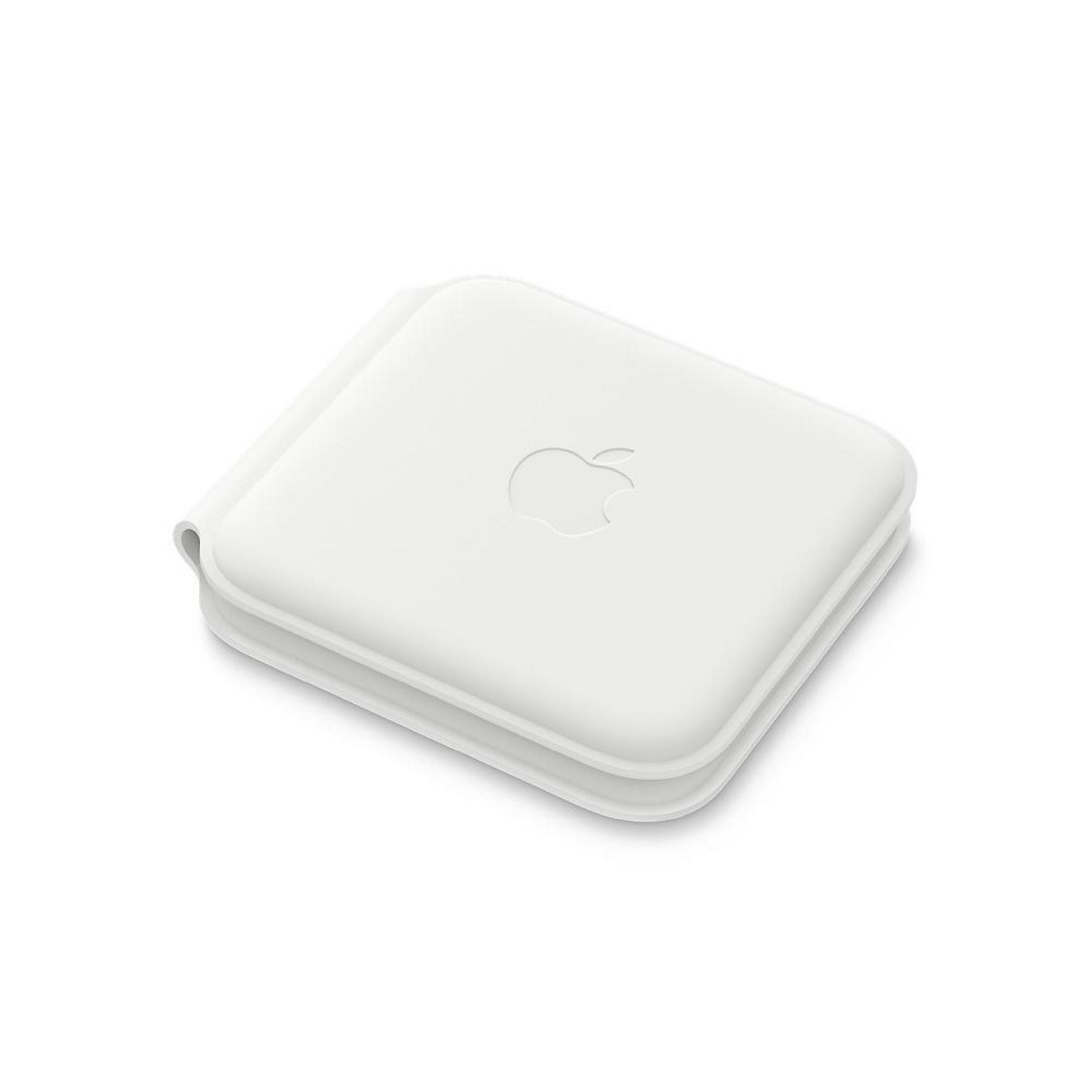 Étui blanc Apple AirTag avec le logo Apple.