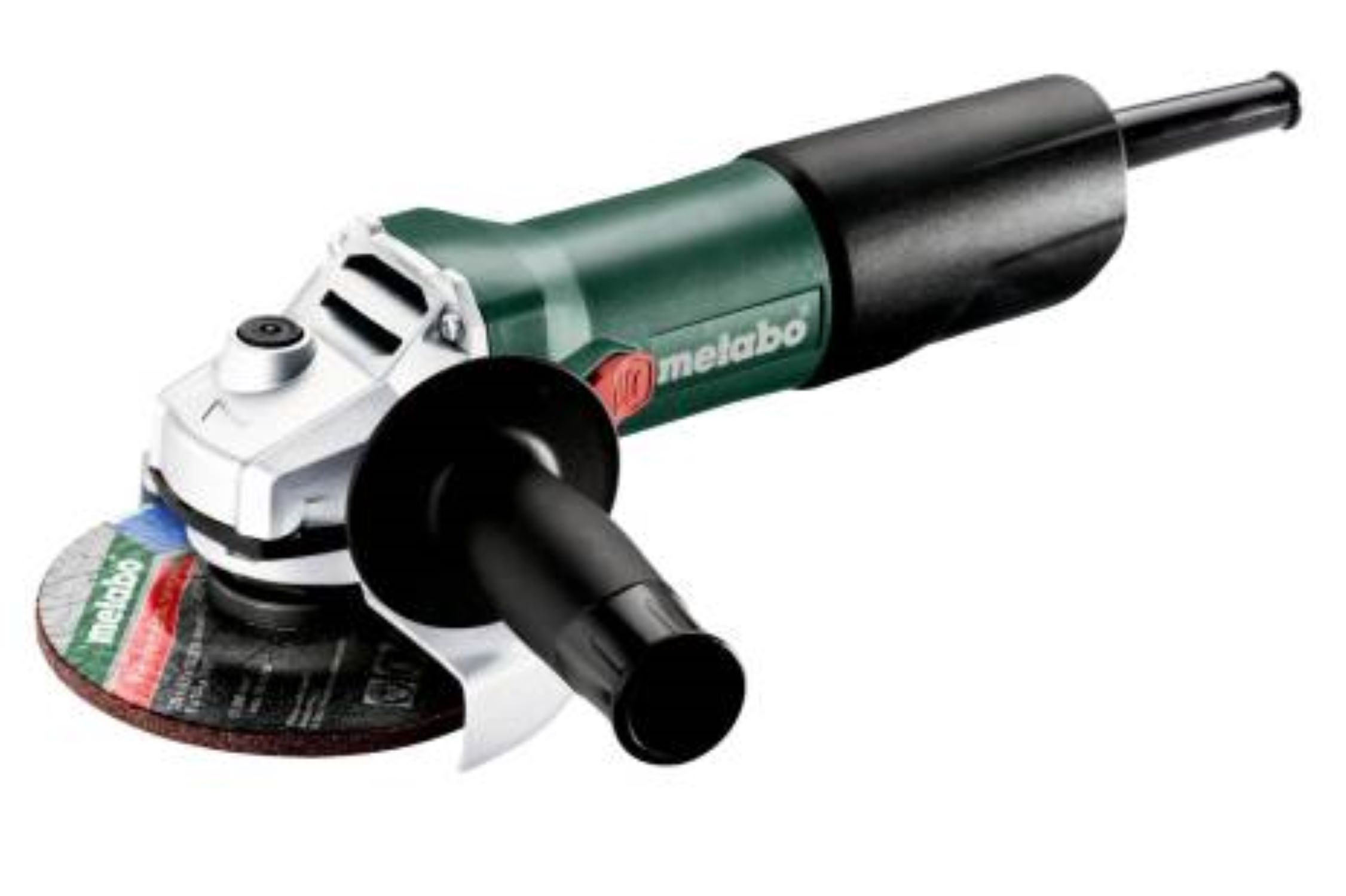 Une meuleuse d'angle Metabo sur fond blanc.