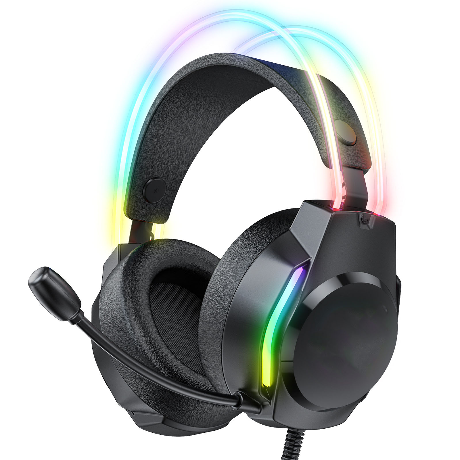 BRIGHTAKE Surround Sound Gaming Headset, Over-ear Schwarz Komfort, Mehrfachkompatibilität, Geräuschunterdrückung, Kopfhörer RGB