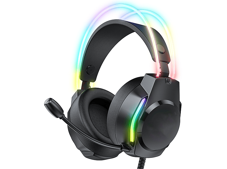 Mehrfachkompatibilität, Surround Over-ear Kopfhörer Geräuschunterdrückung, Komfort, Schwarz Sound Headset, RGB, Gaming BRIGHTAKE