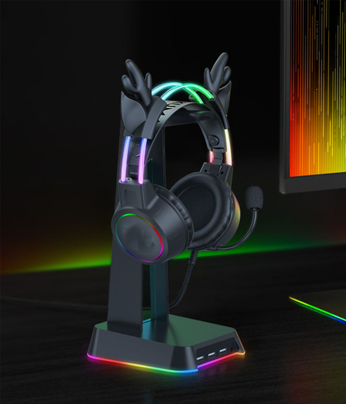 Multi-Kompatibilität, Gaming-Kopfhörer, Surround-Sound BRIGHTAKE Komfort, Geräuschunterdrückung, Schwarz Over-ear RGB-Design, Kopfhörer