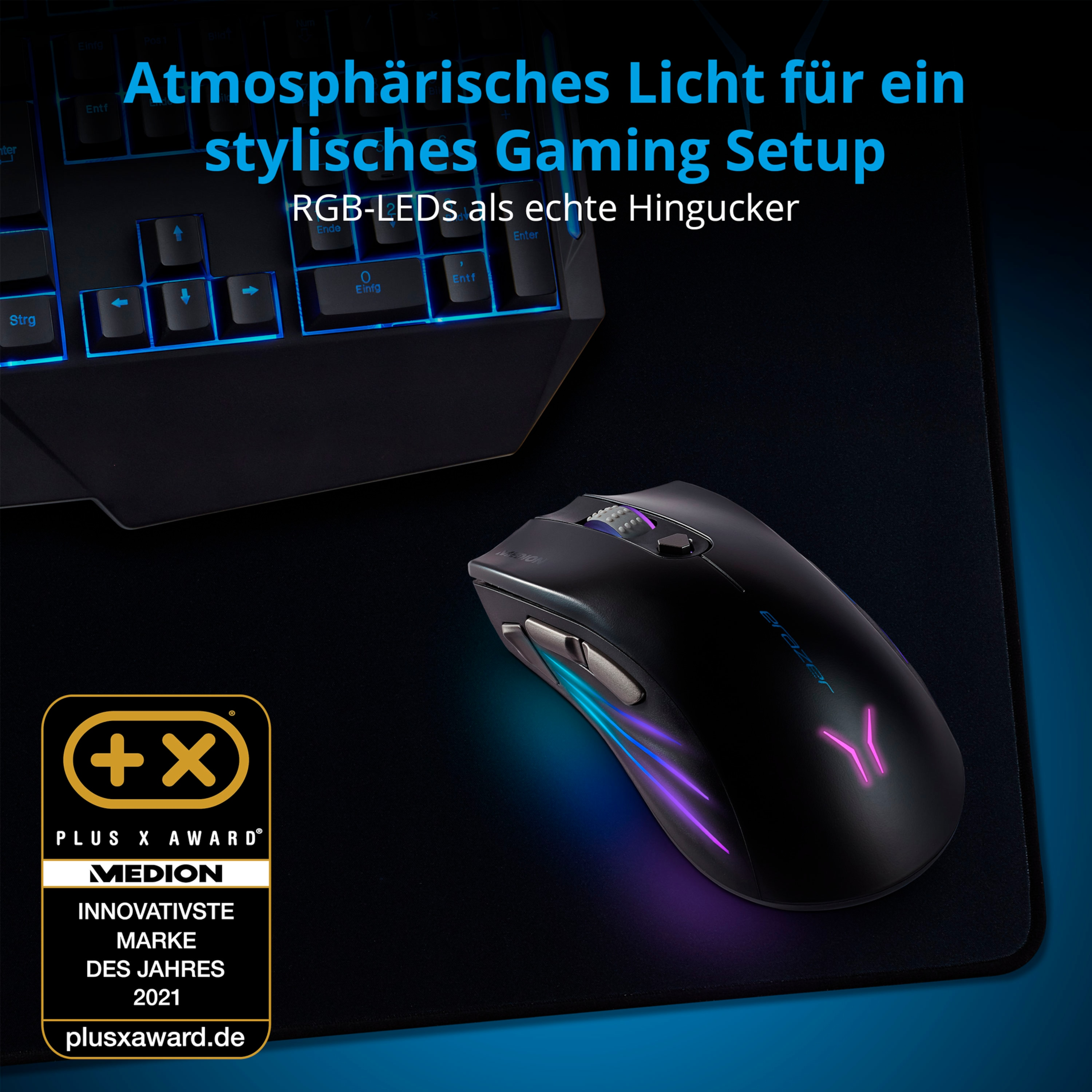 MEDION ERAZER P12 schwarz Gaming Maus, Supporter