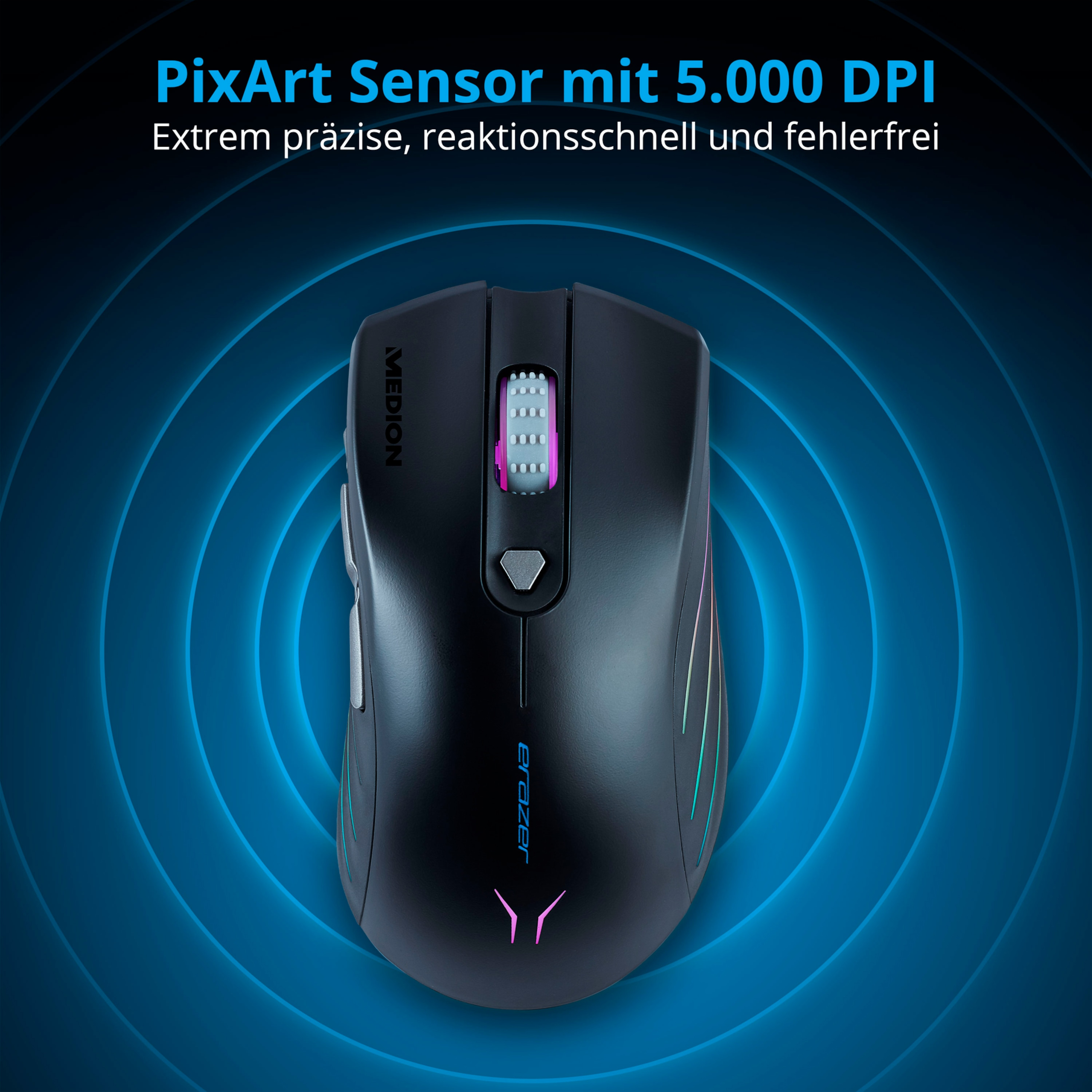 ERAZER Maus, MEDION schwarz Supporter P12 Gaming