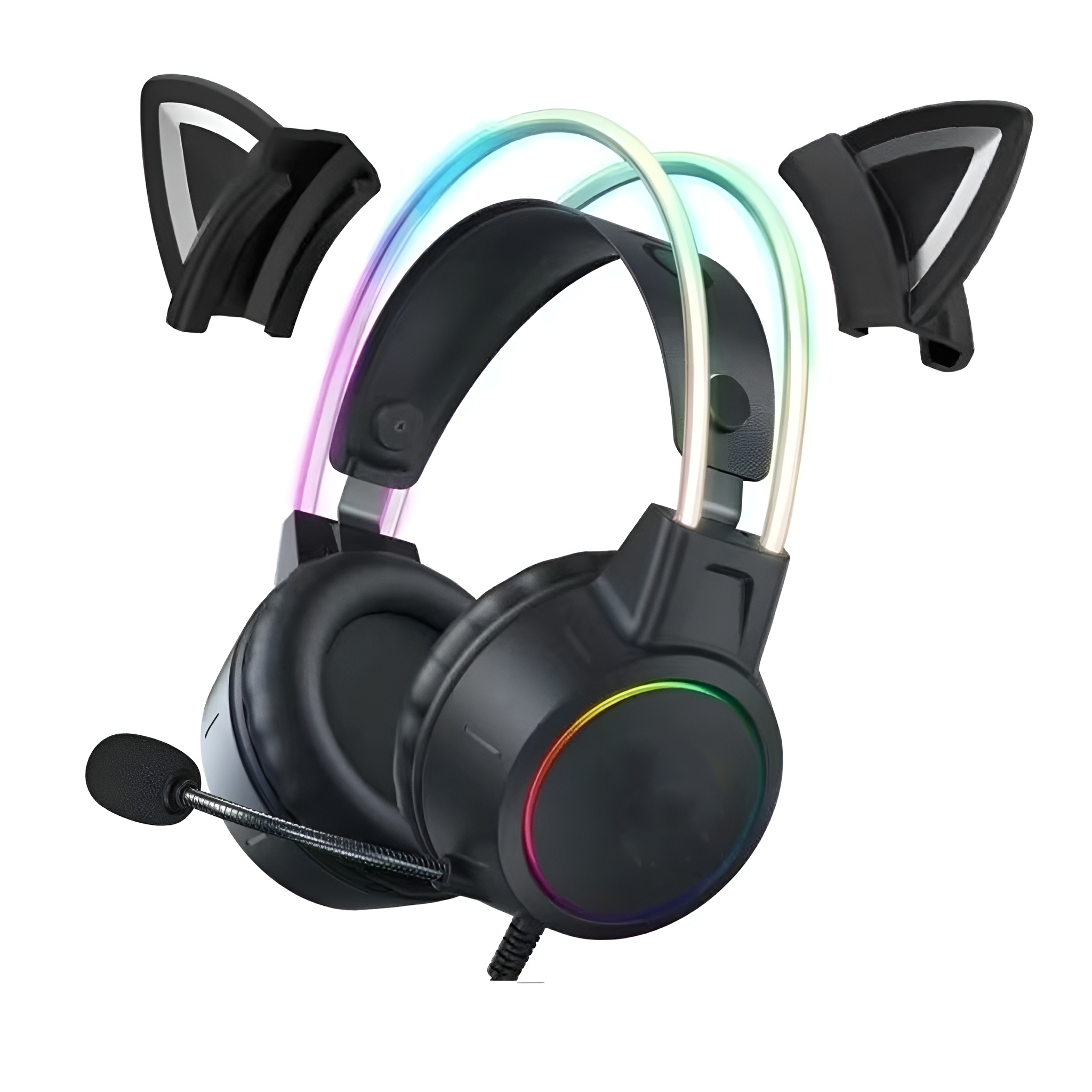 BRIGHTAKE Surround-Sound Gaming-Kopfhörer, Komfort, RGB-Design, Kopfhörer Geräuschunterdrückung, Multi-Kompatibilität, Over-ear Schwarz