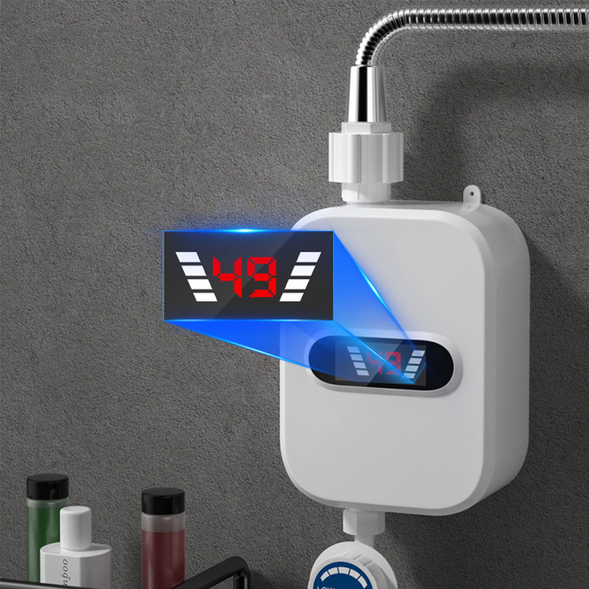 BRIGHTAKE Sofortiges Warmwasser - Thermostat-Durchlauferhitzer-Duschkopf-Set Warmwasserbereiter Kompakte Brausegarnitur