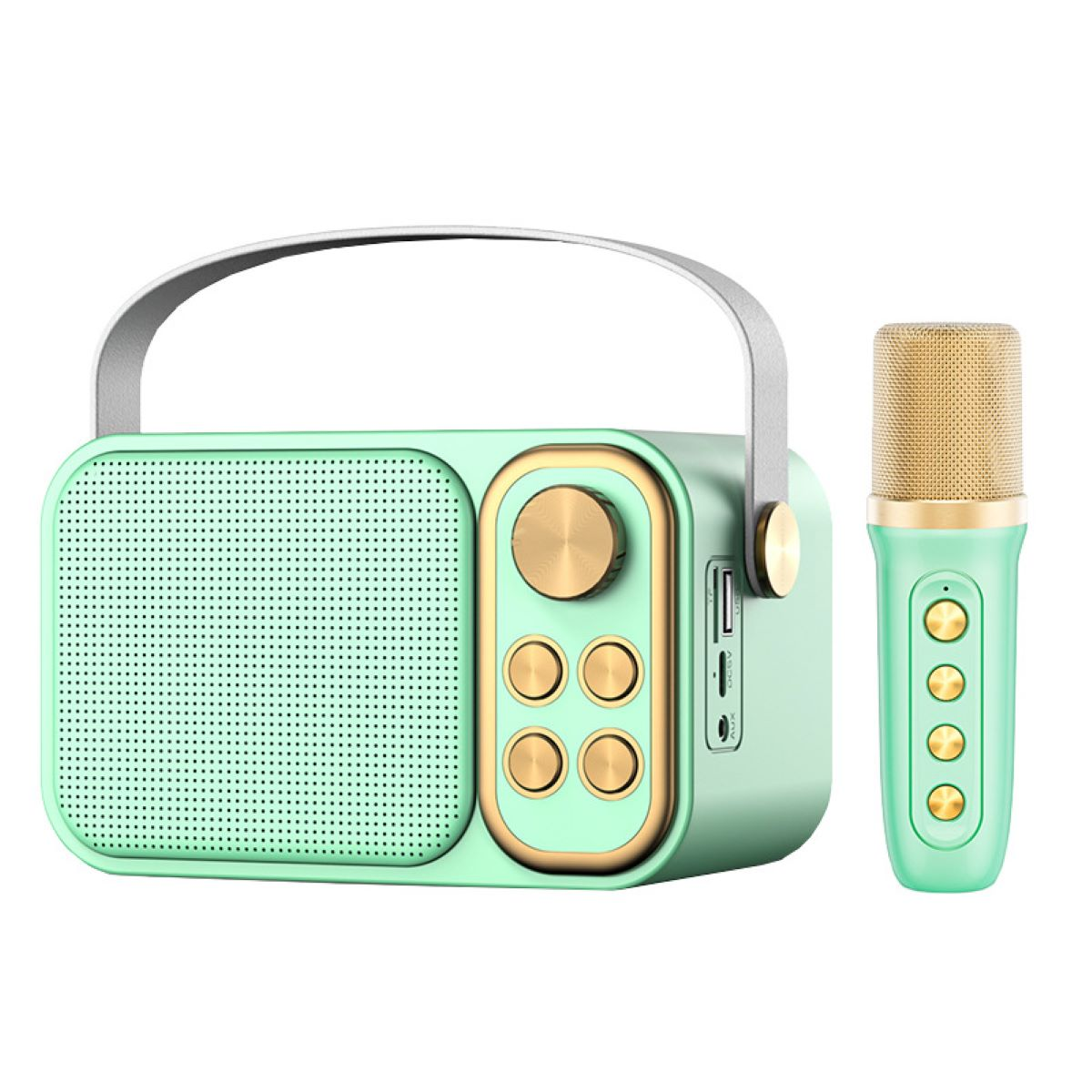 ENBAOXIN Bluetooth-Lautsprecher Mikrofon K Lautsprecher im Gesang Subwoofer Grün Song all-in-one Freien Lautsprecher, drahtlosen