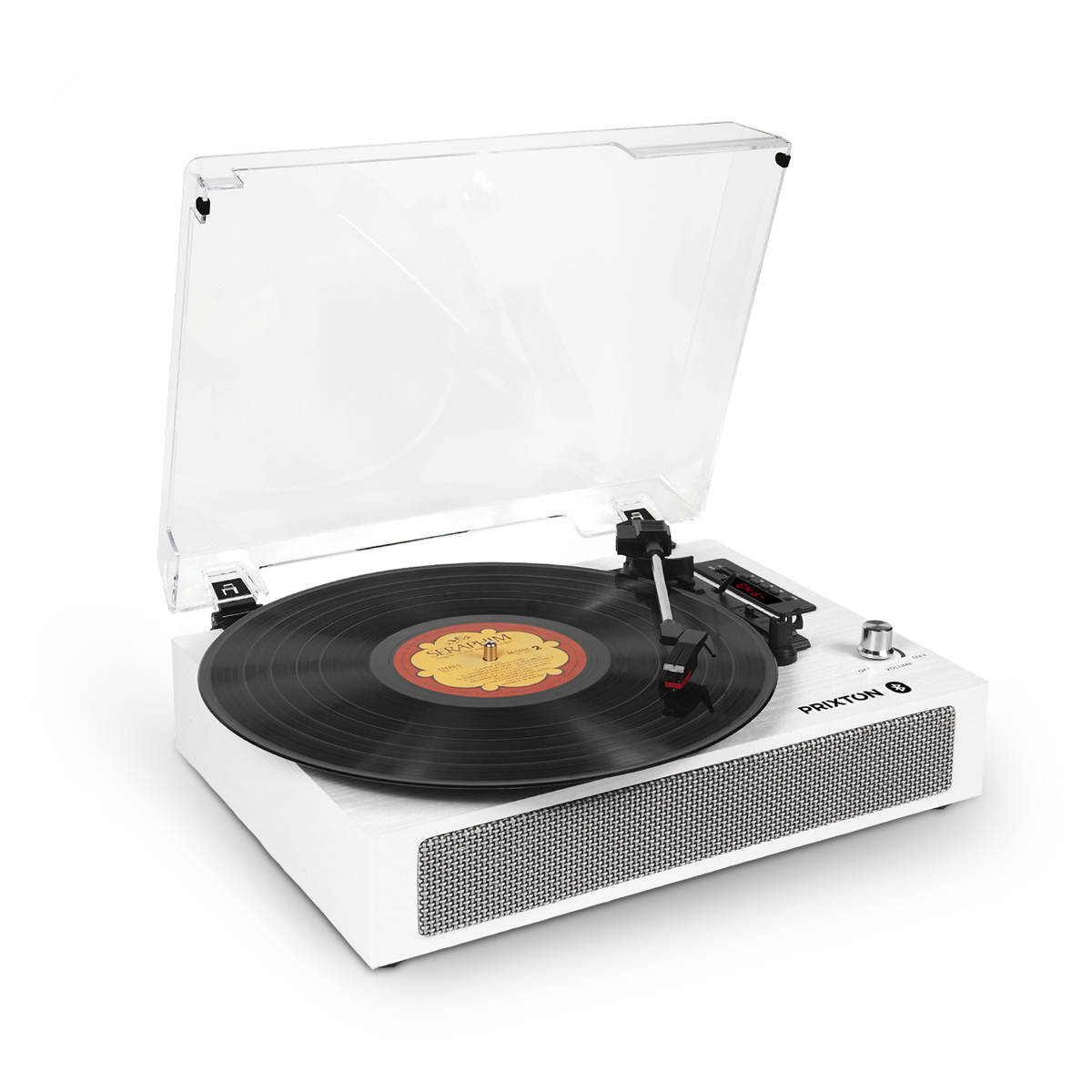 Tocadiscos Bluetooth Studio Deluxe PRIXTON, USB, MicroSD, AUX, RCA,  Bluetooth, Radio FM, rpm, Blanco