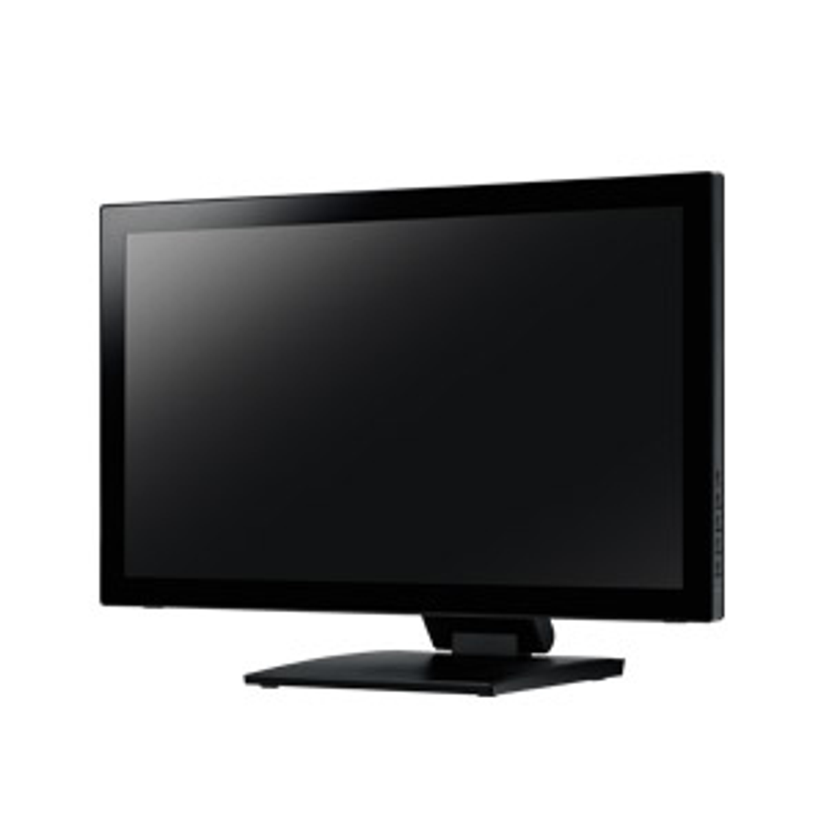 A black monitor on a white background.