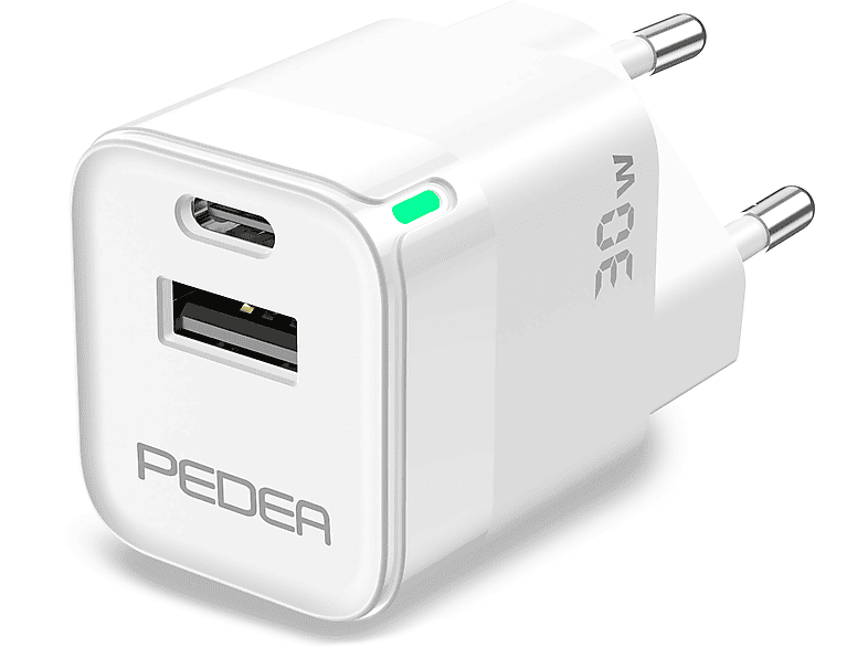 PEDEA Dual Mini Reiselader 30W USB-C (PD) Netzteil Weiß
