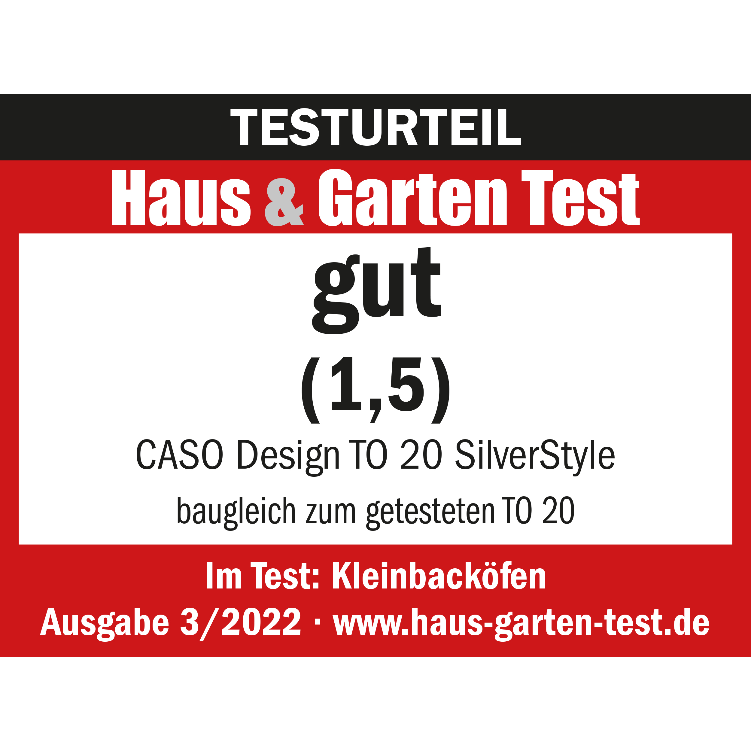 Un risultato del test su un prodotto, con un punteggio di 1,5, e testo sul nome del prodotto.