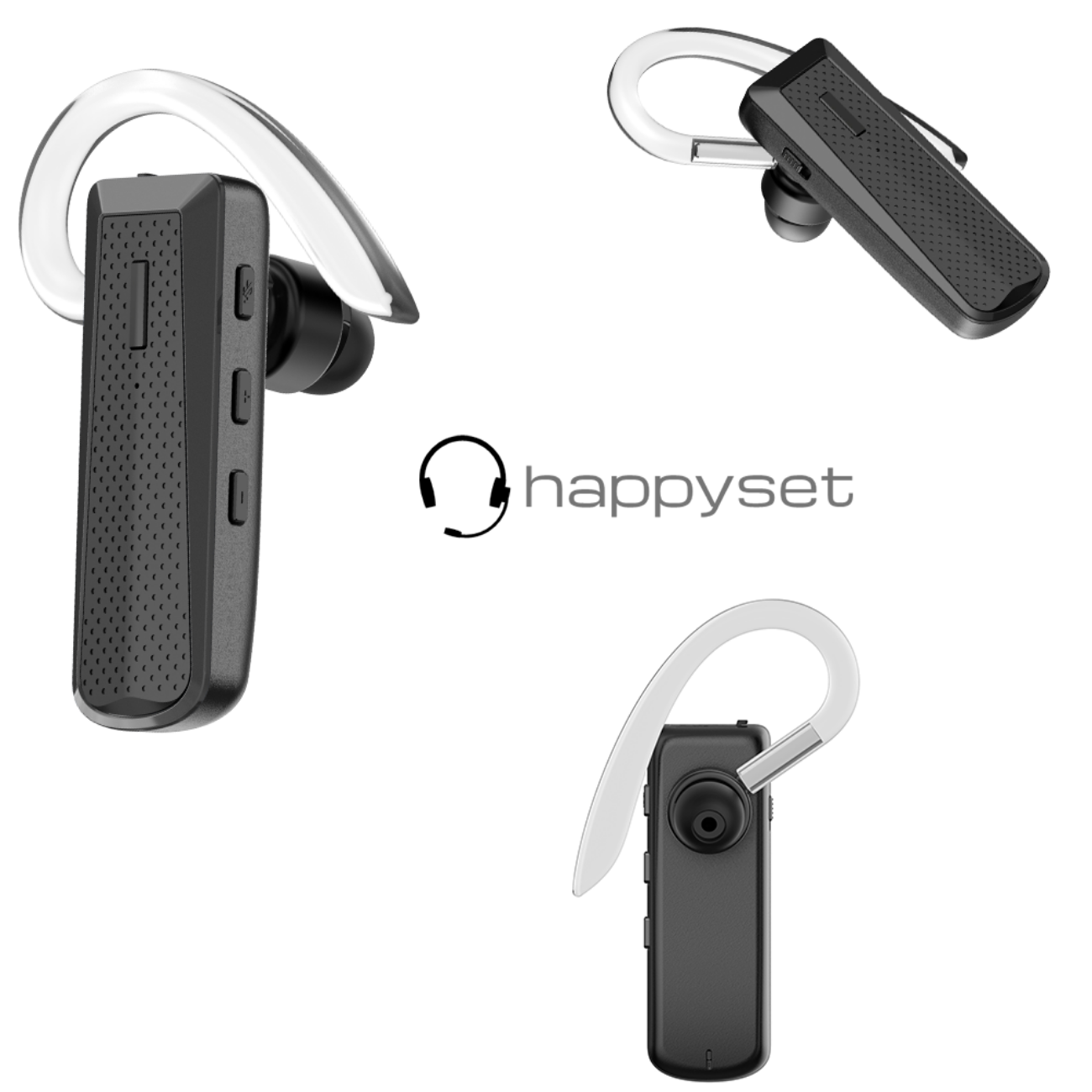 Short, Headset Bluetooth Bluetooth HAPPYSET Schwarz In-ear